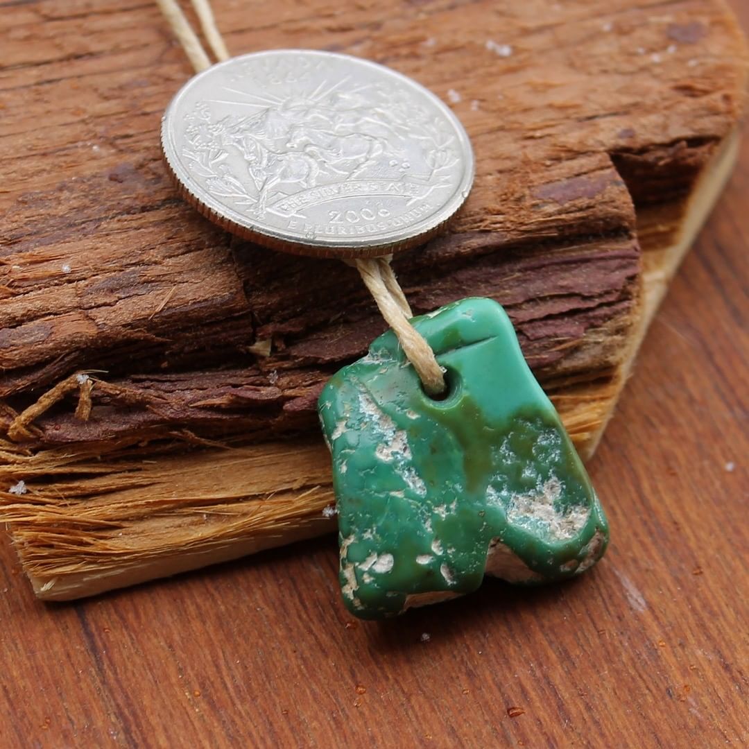 Chunky green turquoise focal bead from Stone Mountain Mine
Contact us  $105 for 26.2 carats untreated Nevada turquoise.

Sale price