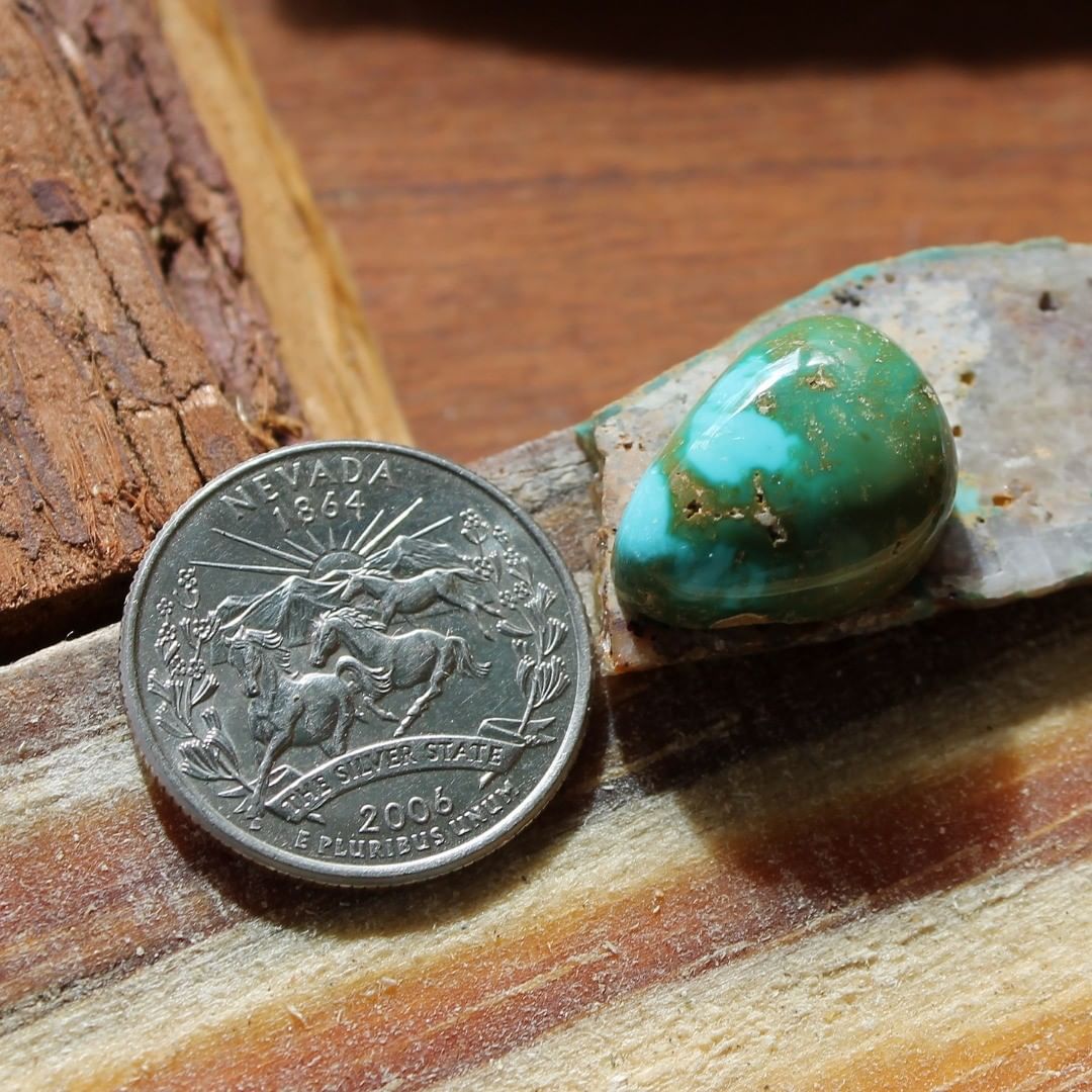 Chunky multi color natural turquoise cabochon (Stone Mountain Turquoise)
Instagram    $70.50 for 18.1 carats un-backed & untreated Nevada turquoise.
