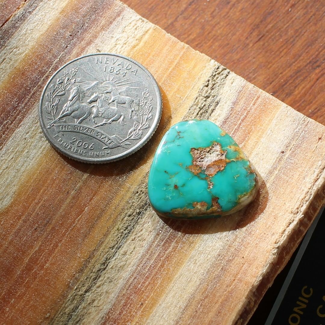 Deep blue Stone Mountain Turquoise cabochon
Instagram    $24.31 for 12.4 carats untreated Nevada turquoise. This stone has natural hostrock backing.
#februarysale