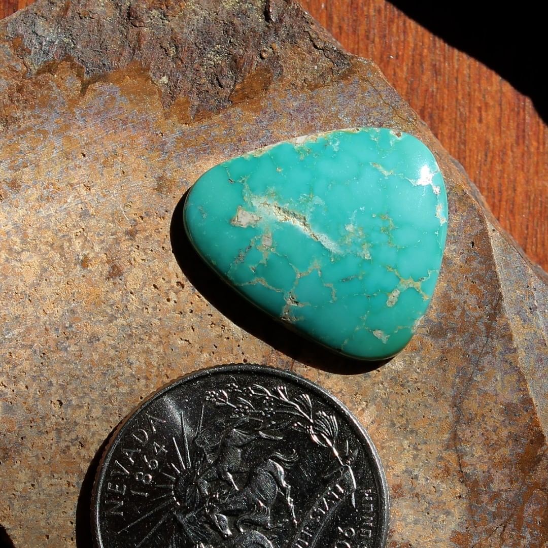 Deep blue Stone Mountain Turquoise cabochon
Instagram    $30 for 10.8 carats untreated & un-backed Nevada turquoise. 
#februarysale