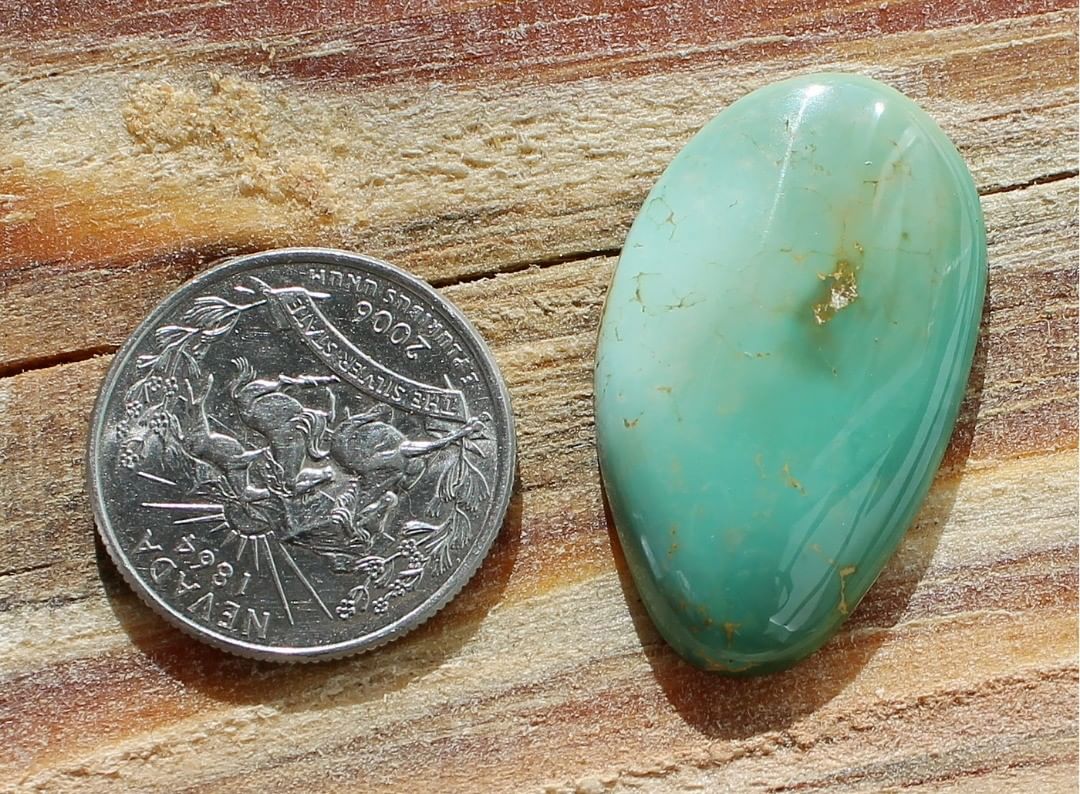 Green Stone Mountain Turquoise Cabochon
Instagram    $85 for 28.6 carats untreated & un-backed Nevada turquoise
