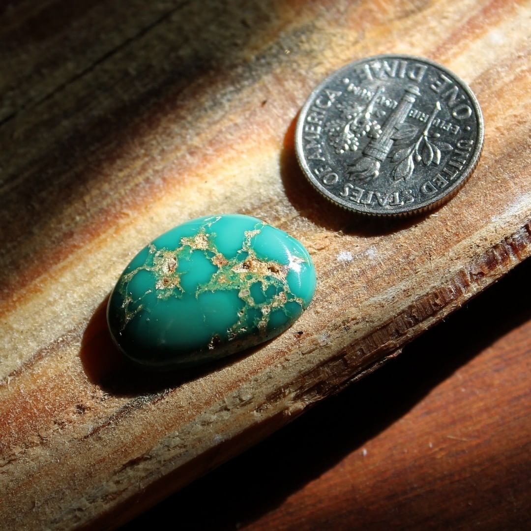 Green Stone Mountain Turquoise Cabochon
Instagram    $31.65 for 9.7 carats untreated & un-backed Nevada turquoise
