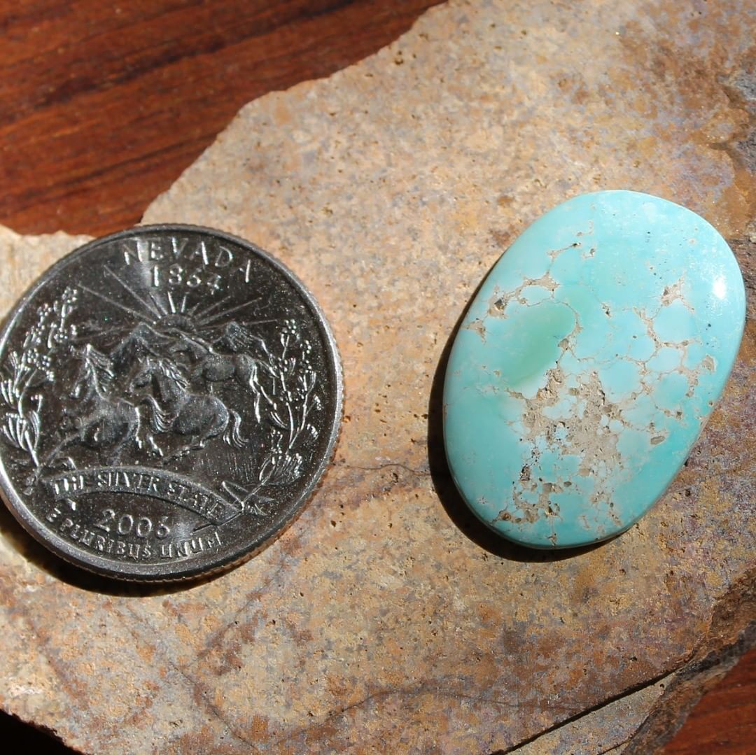 Light blue natural turquoise cabochon (Stone Mountain Turquoise)
Instagram    $30 for 10.8 carats untreated Nevada turquoise.
