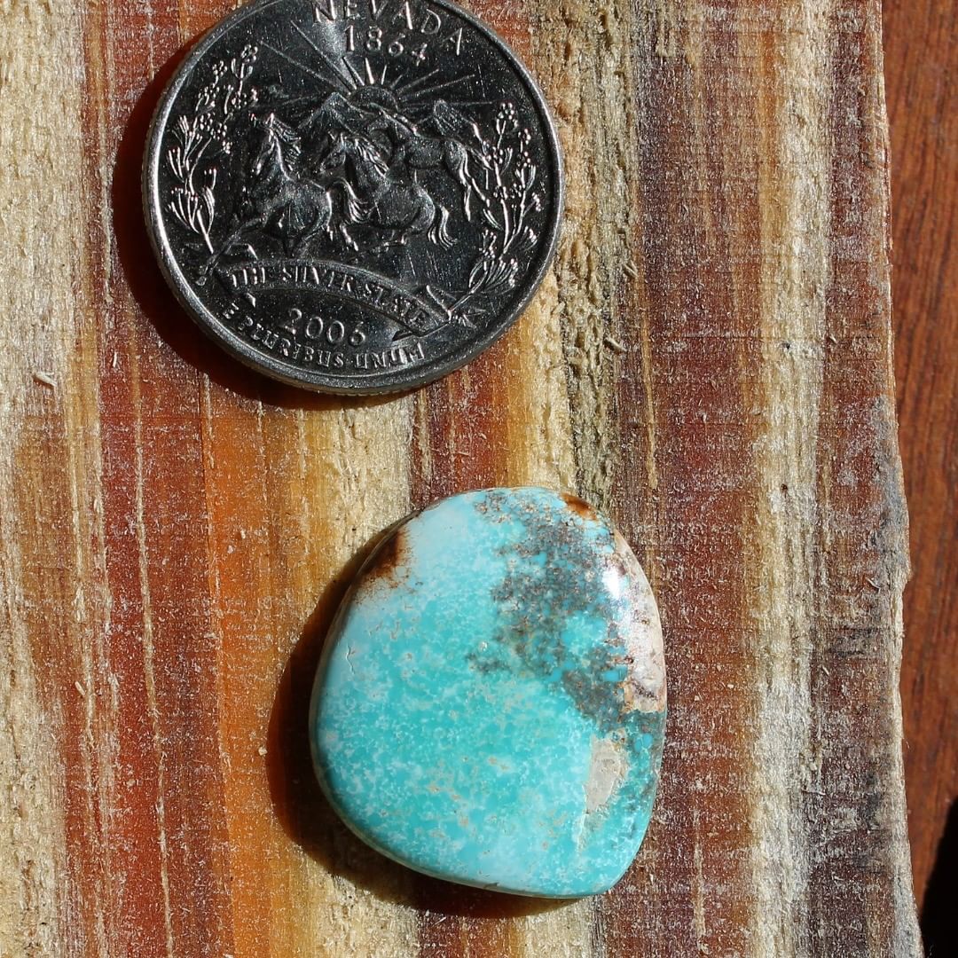 Light blue natural turquoise with red micro-web inclusions (Stone Mountain Turquoise)
Instagram    $38.95 for 15.9 carats untreated & un-backed Nevada turquoise.
