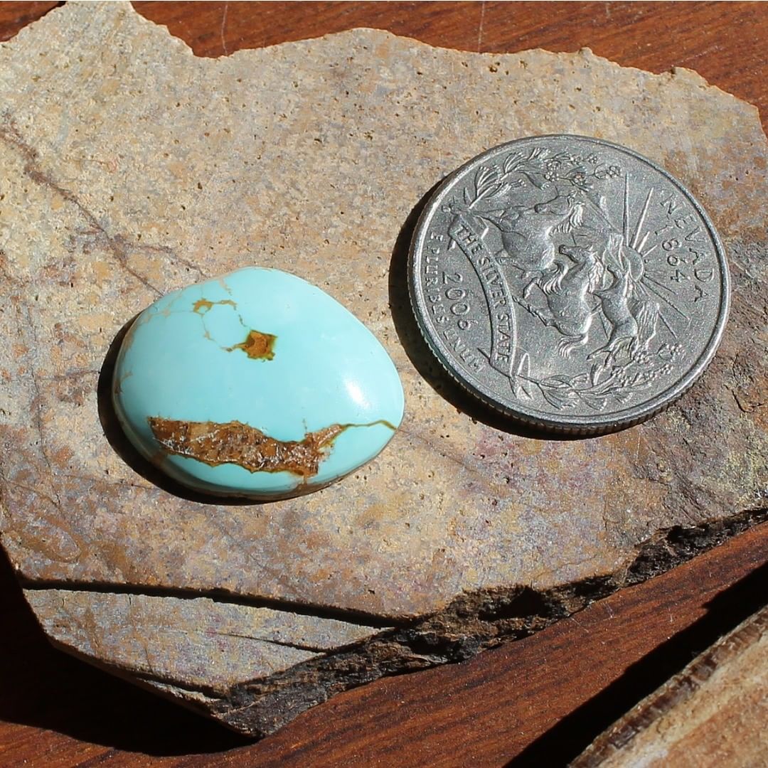 Light blue natural turquoise with orange-red matrix (Stone Mountain Turquoise)
Instagram    $35 for 11.1 carats untreated Nevada turquoise.
