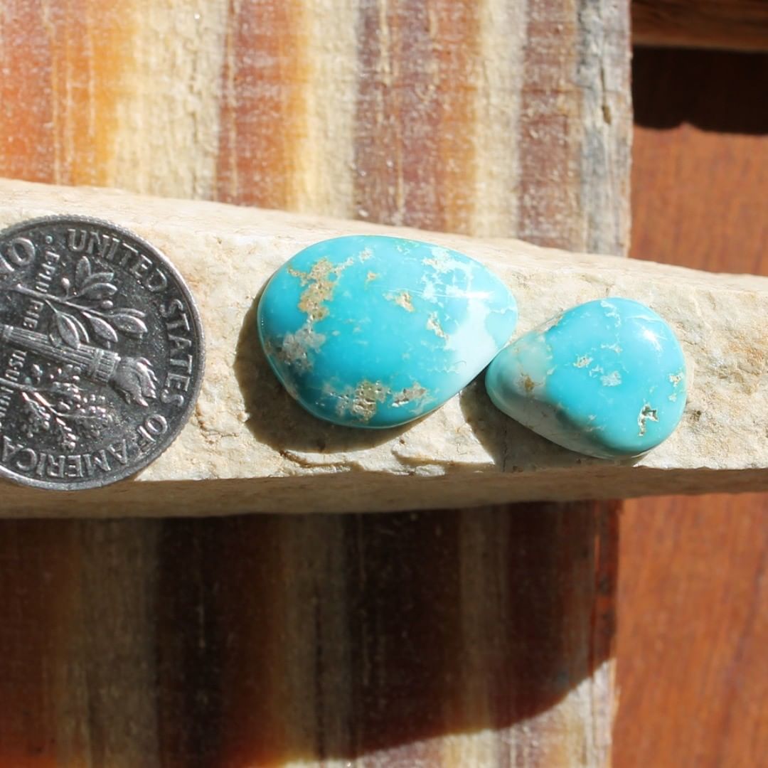 Matching natural blue turquoise cabochons (Stone Mountain Turquoise)
Instagram    $35.67 for 13.3 carats un-backed & untreated Nevada turquoise