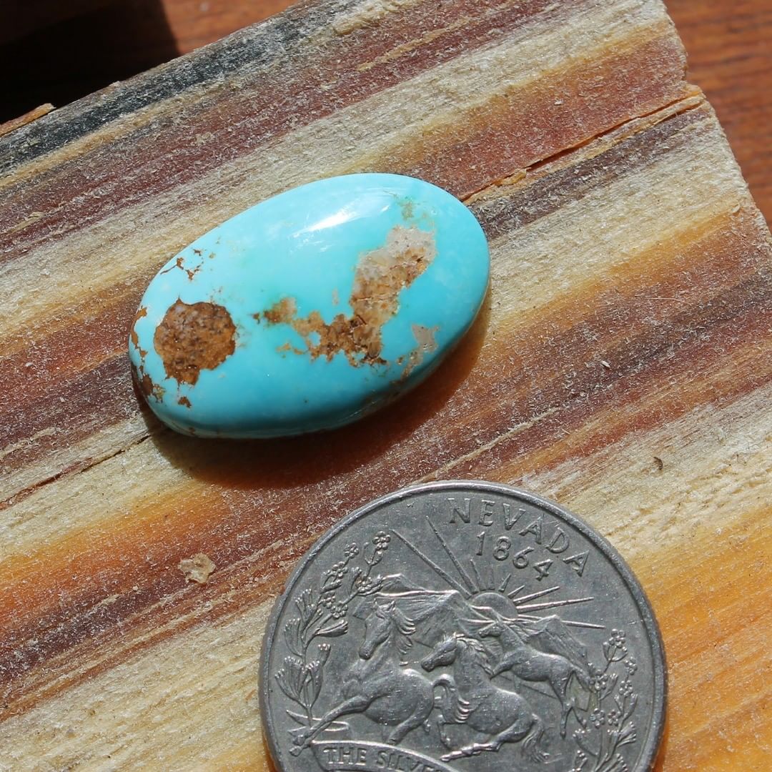 Natural blue oval turquoise cabochon (Stone Mountain Turquoise)
Instagram    $30.80 for 11.0 carats untreated & un-backed Nevada turquoise.
