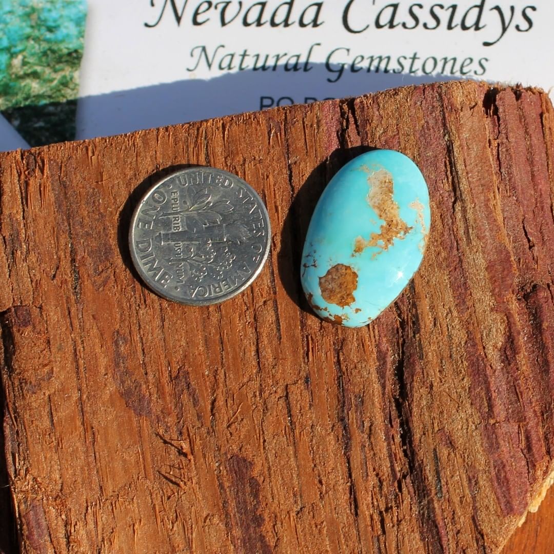 Natural blue turquoise cabchn with red-orange matrix(Stone Mountain Mine)
Contact us  $30.52 for 10.9 carats un-backed & untreated Nevada turquoise