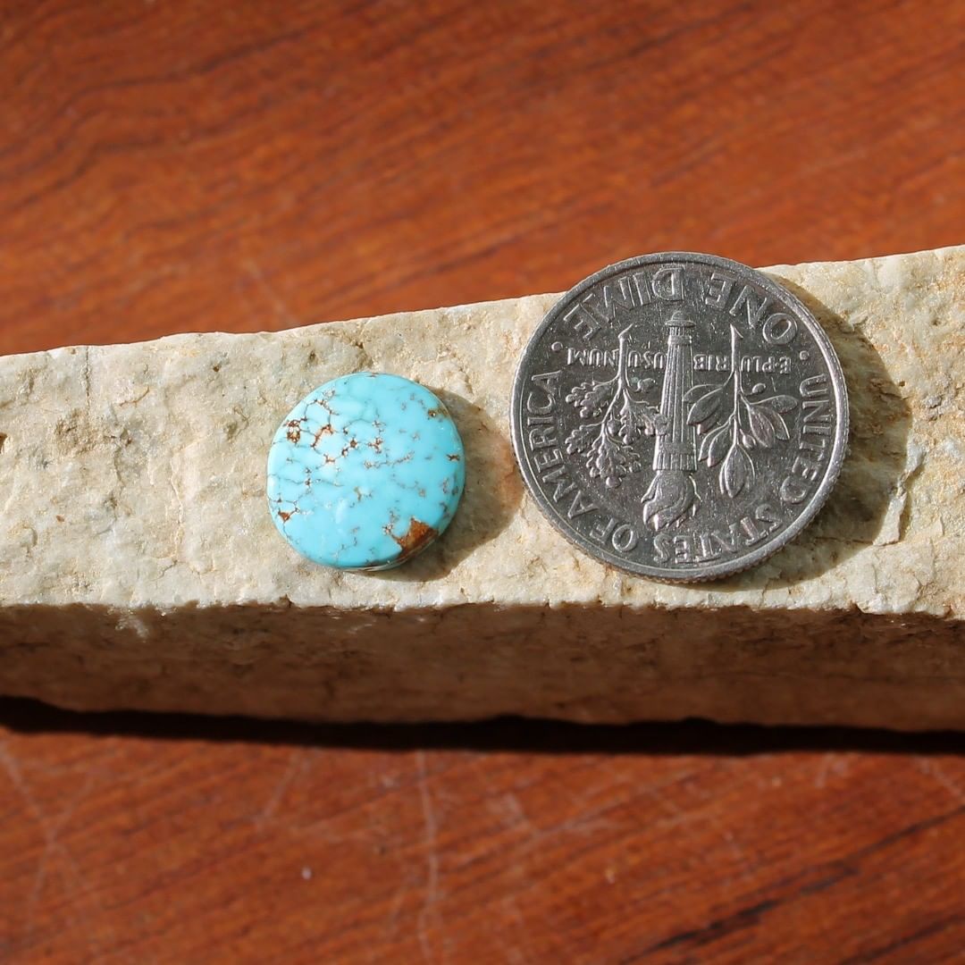 Natural blue turquoise cabochon w/ spiderweb matrix (Stone Mountain Turquoise)
Instagram    $8.00 for 2 carats untreated & un-backed Nevada turquoise.
