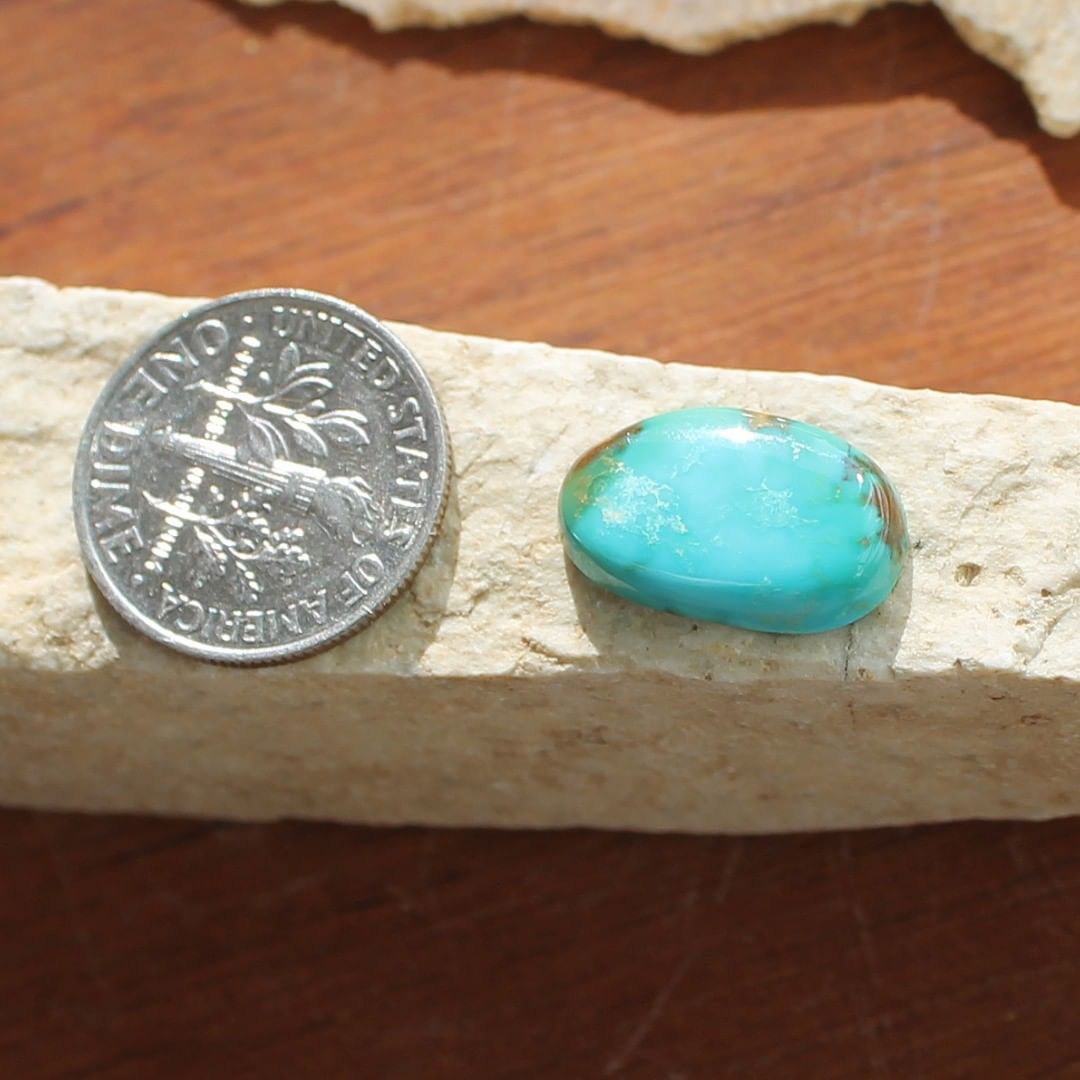 Natural blue turquoise cabochon w/sky pattern (Stone Mountain Turquoise)
Instagram    $15 for 4.7 carats un-backed & untreated Nevada turquoise