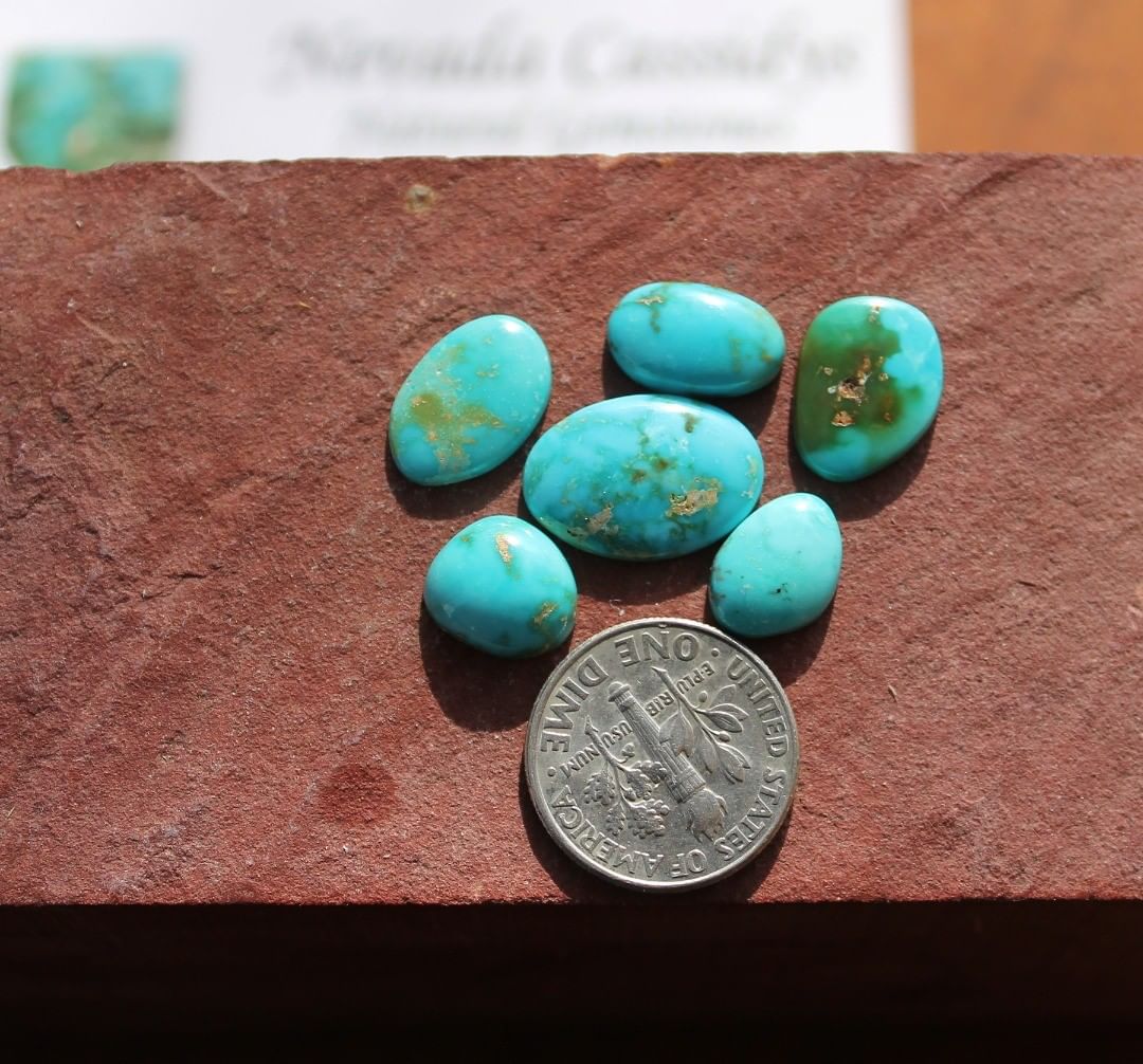 Natural Blue Turquoise Cabochons (Stone Mountain Turquoise)
Contact us  $54.61 for 6 un-backed & untreated Nevada turquoise cabochons

