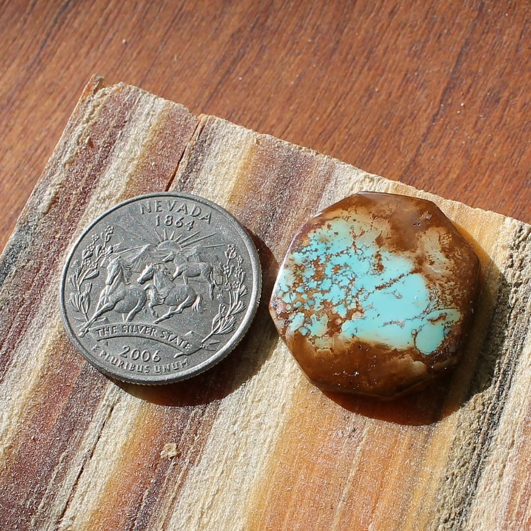 Natural blue turquoise geometric freeform (Stone Mountain Turquoise)
Instagram    $51.58 for 17.3 carats untreated & un-backed Nevada turquoise.
