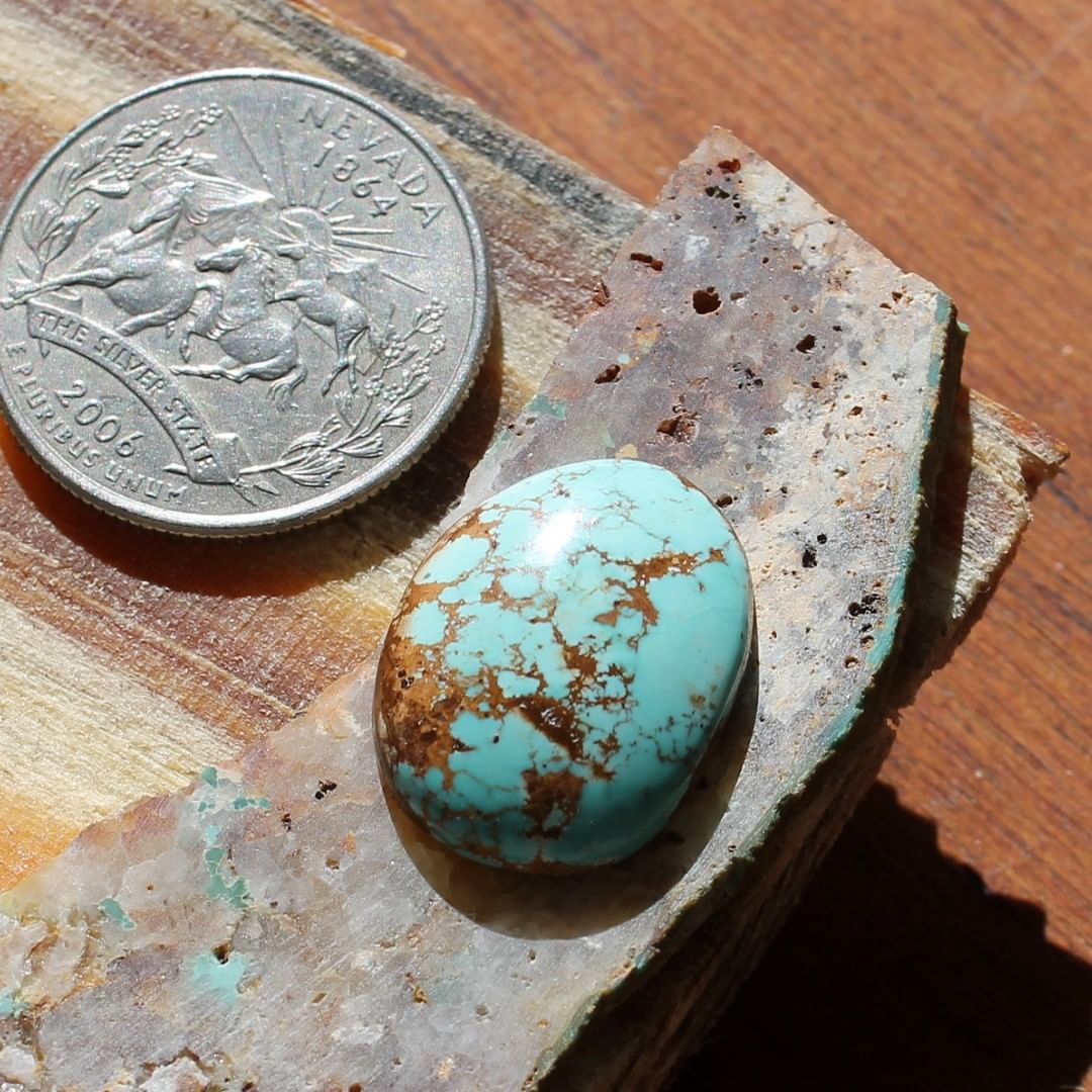 Natural blue turquoise with red inclusions (Stone Mountain Turquoise)
Instagram    $27.8 for 9.9 carats untreated Nevada turquoise.
