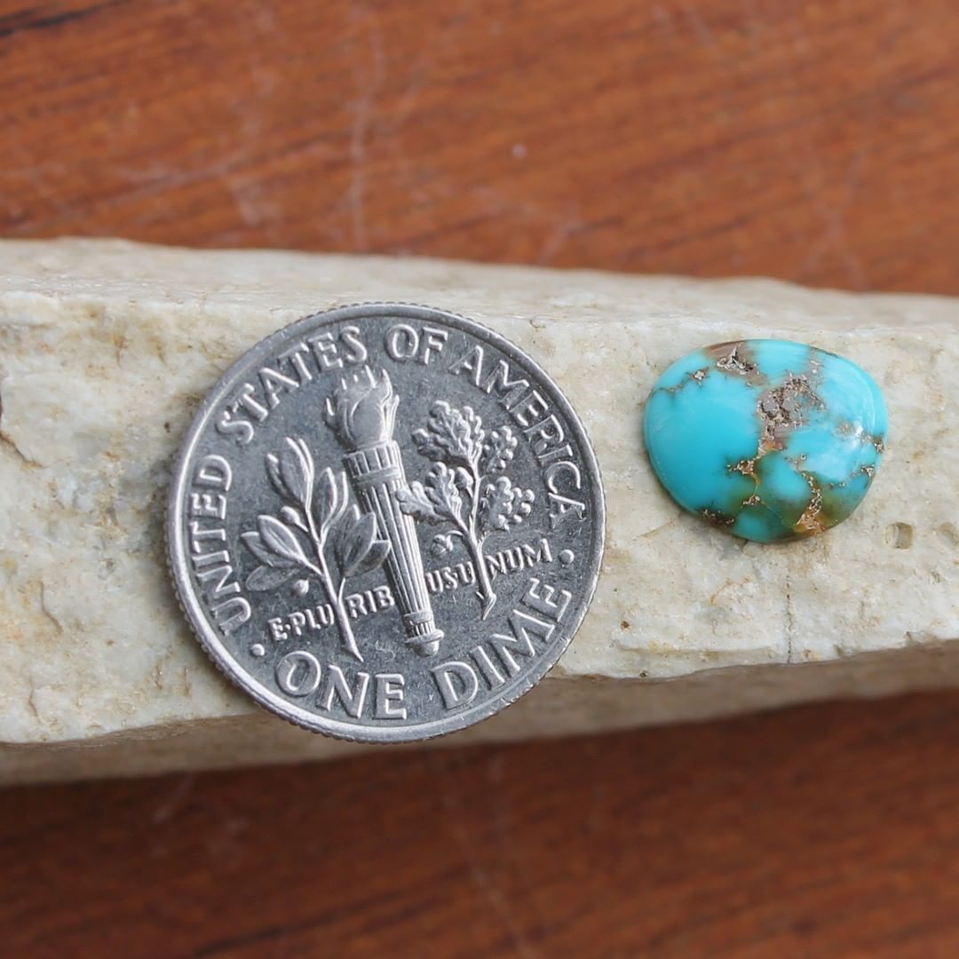 Natural deep blue turquoise cabochon w/ spiderweb matrix (Stone Mountain Turquoise)
Instagram    $6.00 for 1.3 carats untreated & un-backed Nevada turquoise.
