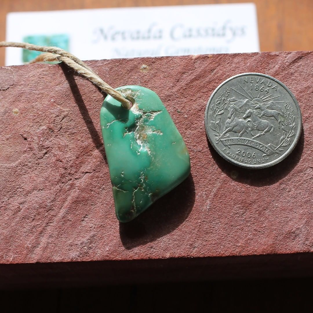 Natural Green Stone Mountain Turquoise Pendant Bead
Contact us  $78.89 for 23 carats untreated Nevada turquoise (2mm hole)
