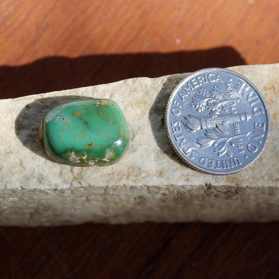 Natural green turquoise cabochon (Stone Mountain Turquoise)
Instagram    $22.50 for 7.5 carats un-backed & untreated Nevada turquoise.

