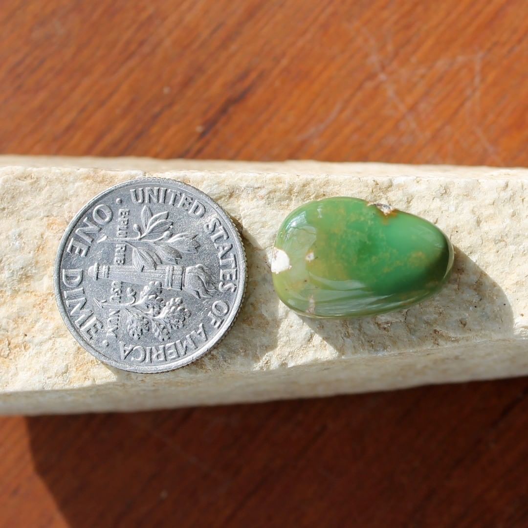 Natural green turquoise cabochon (Stone Mountain Turquoise)
Instagram    $22.50 for 7.5 carats un-backed & untreated Nevada turquoise.

