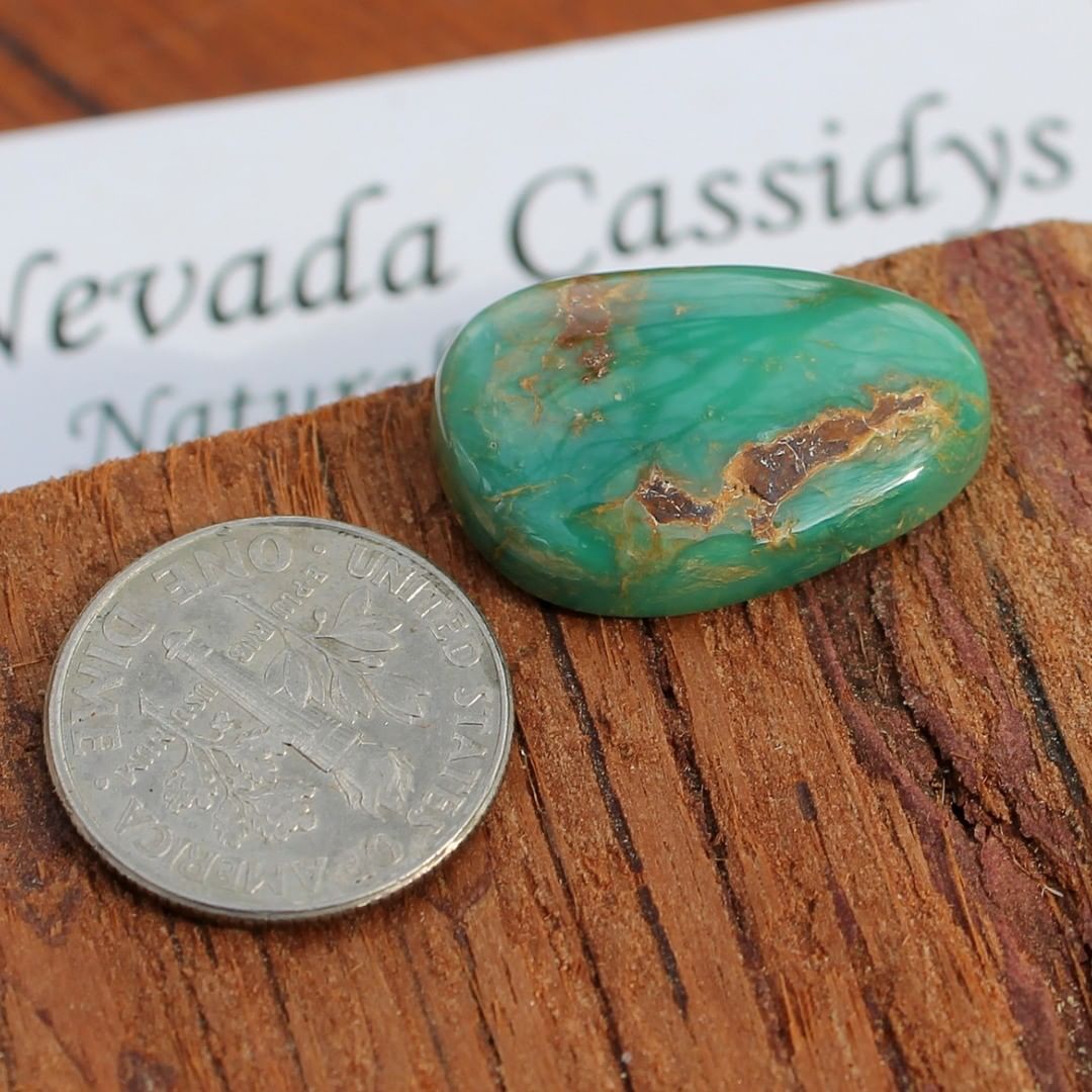 Natural green turquoise from Stone Mountain Mine
Contact us  $44.97 for 14.6 carats untreated & un-backed Nevada turquoise
