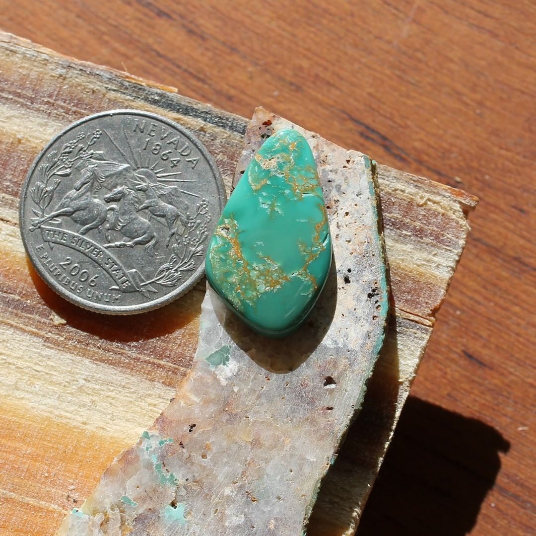 Natural green  turquoise with brown inclusions (Stone Mountain Turquoise)
Instagram    $29.63 for 9.3 carats untreated & un-backed Nevada turquoise.
