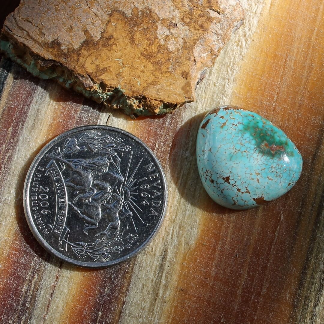 Natural spiderweb blue turquoise cabochons from Stone Mountain Mine
Instagram    $42.15 for 13.0 carats untreated Nevada turquoise 
