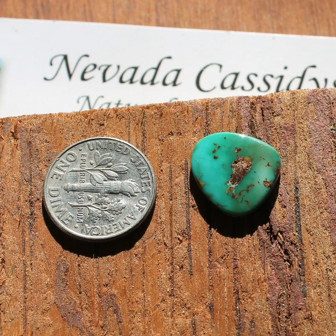 Natural teal blue turquoise ringstone (Stone Mountain Turquoise)
Contact us  $13.38 for 3.9 carats un-backed & untreated Nevada turquoise.


