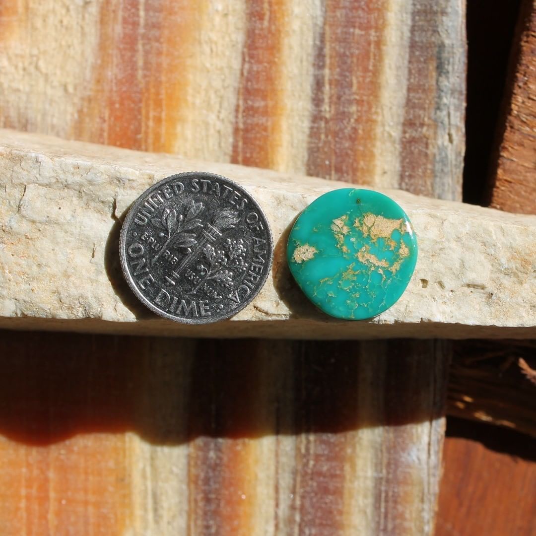 Natural teal-green turquoise flat top cabochon (Stone Mountain Turquoise)
Instagram    $15.12 for 4.8 carats un-backed & untreated Nevada turquoise.

