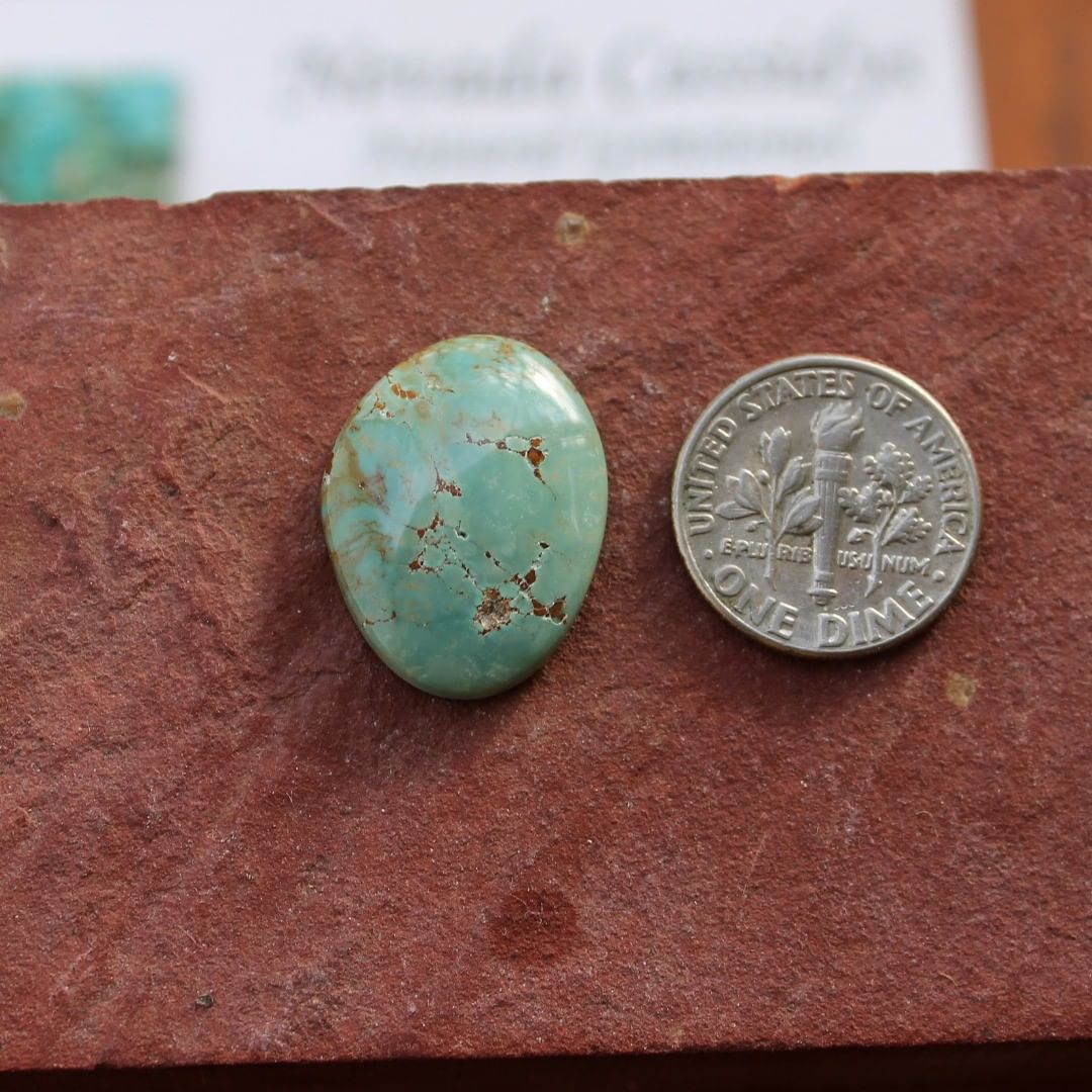 Natural turquoise cabochon from Stone Mountain Mine
Contact us  $32.48 for 11.6 carats untreated & un-backed Nevada turquoise
