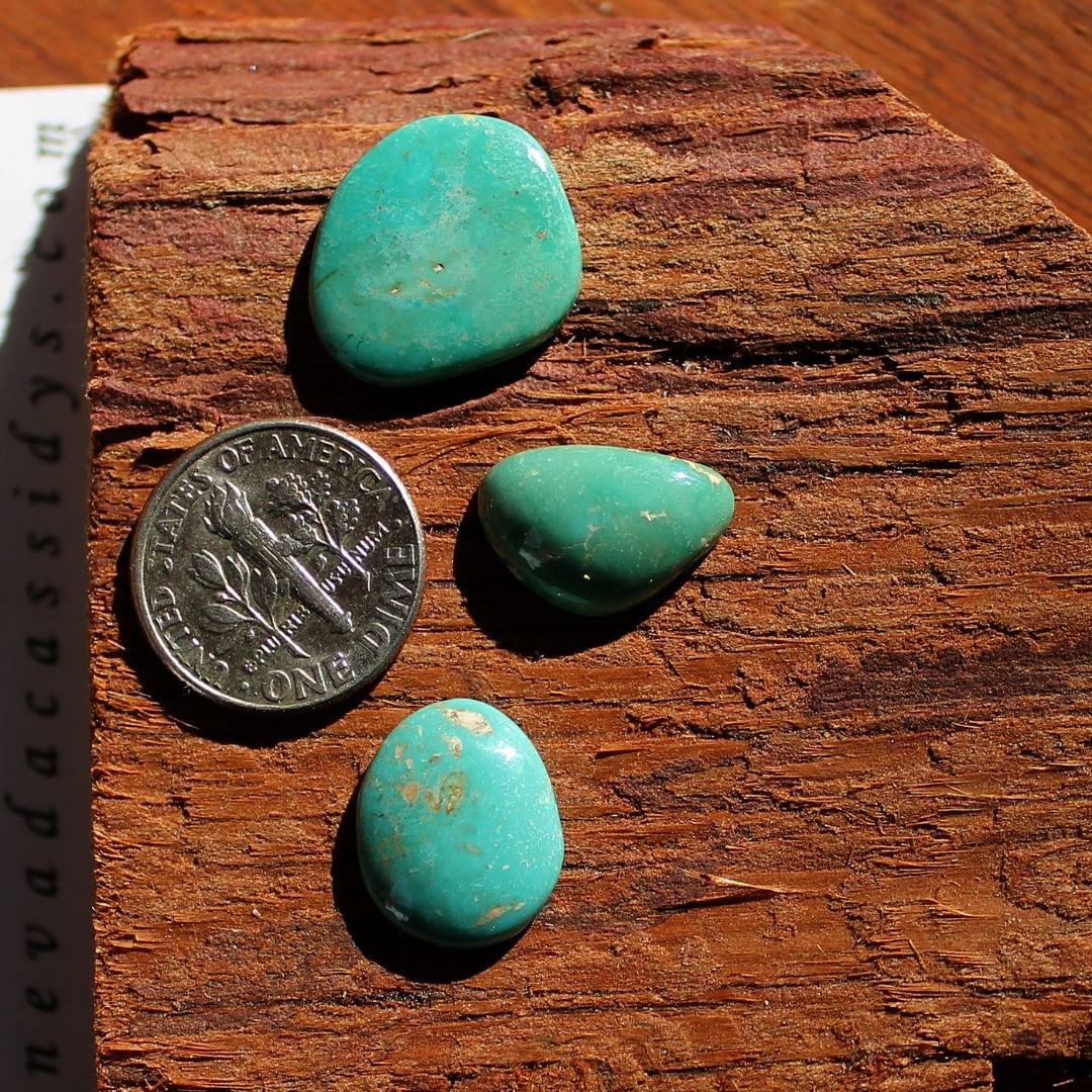 Natural turquoise cabochons from Taubert Hills
Contact us  $43.12 for 6.9ct, 4.3ct, 4.2 carats un-backed & untreated 
.com