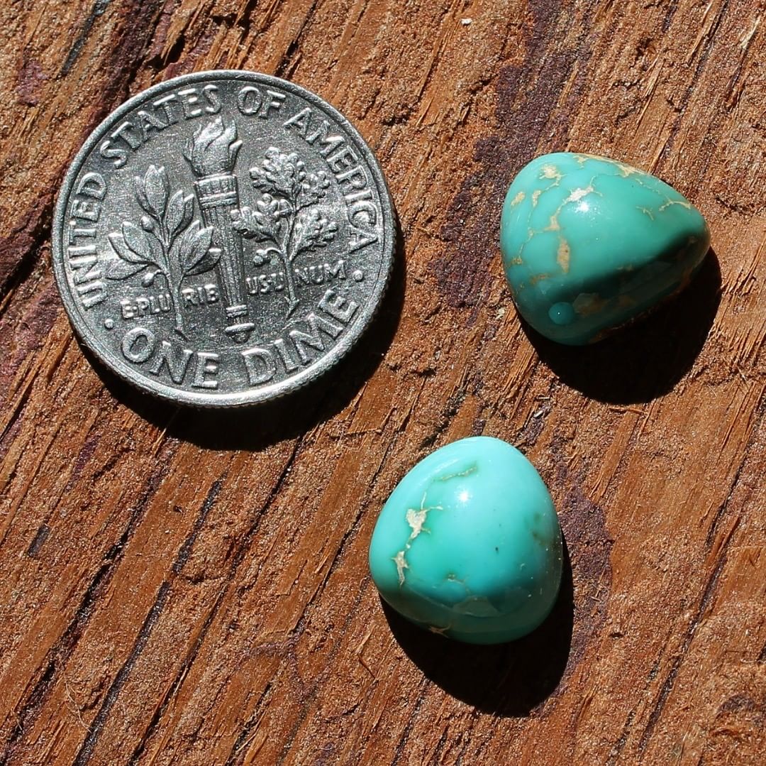 Pair of natural blue turquoise cabochons (Stone Mountain Turquoise)
Instagram    $23.31 for 7.4 carats un-backed & untreated Nevada turquoise