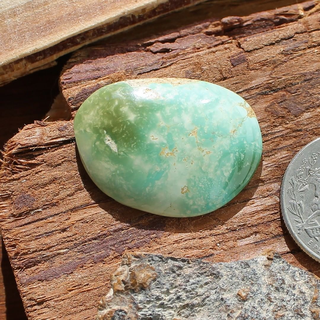 Pattern rich natural green turquoise cabochon (Stone Mountain Turquoise)
Instagram    $70 for 24.7 carats untreated & un-backed Nevada turquoise
