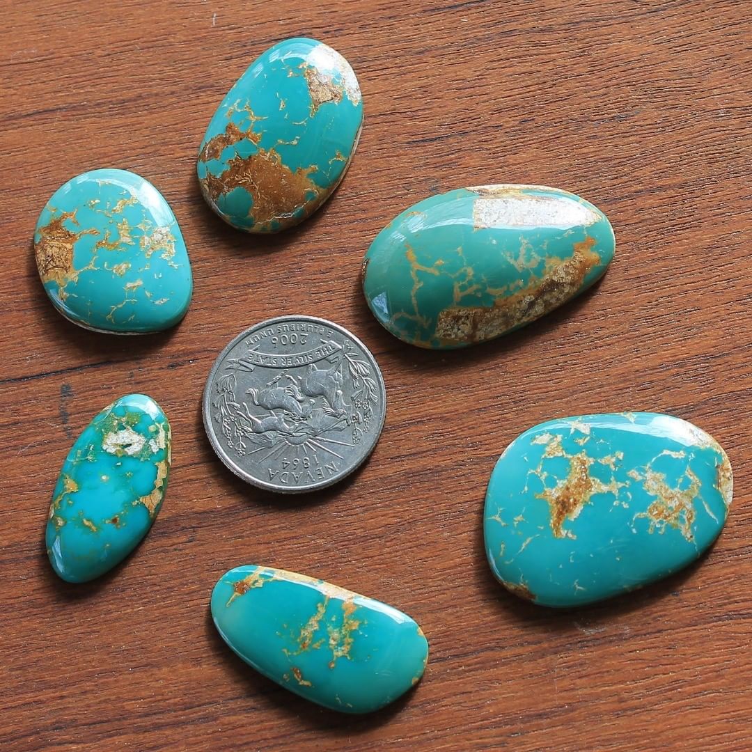 The Teals of Stone Mountain Turquoise
128.9 carats, 6 large untreated & un-backed turquoise cabochons
#februarysale
