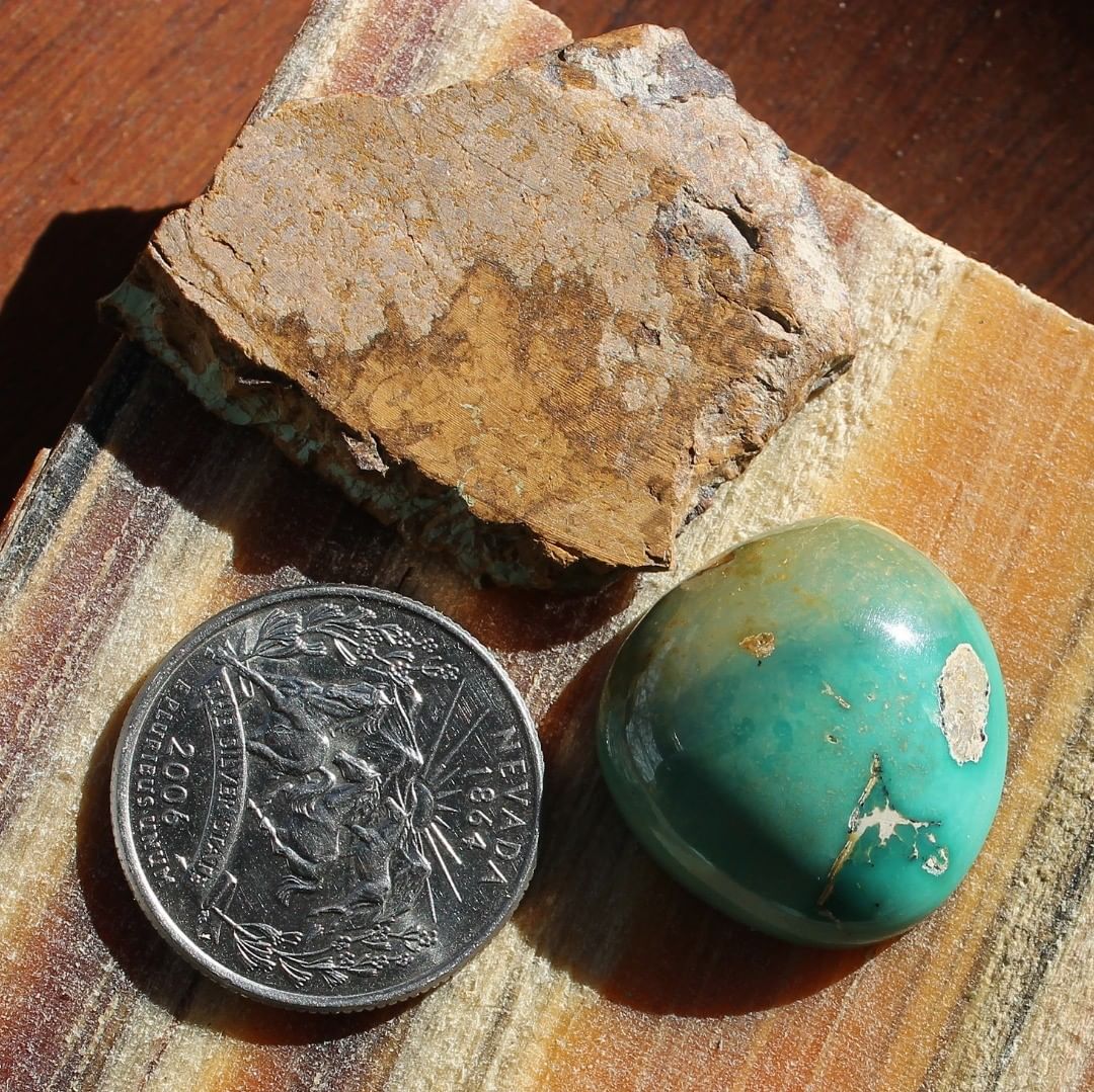 Thick green natural turquoise cabochon (Stone Mountain Turquoise)
Instagram    $102 for 35 carats solid, untreated & un-backed Nevada turquoise.
