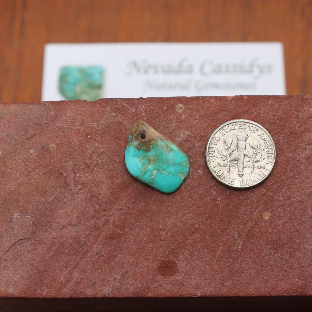 Tumbled natural Stone Mountain Turquoise focal bead
Contact us  $20.50 for 6.1 carats untreated Nevada turquoise

