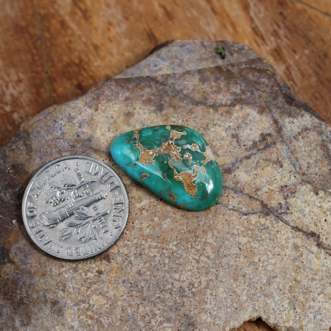 A teal Natural turquoise cabochon (Stone Mountain Turquoise)
Instagram    $20 for 6.9 carat untreated Nevada turquoise.

