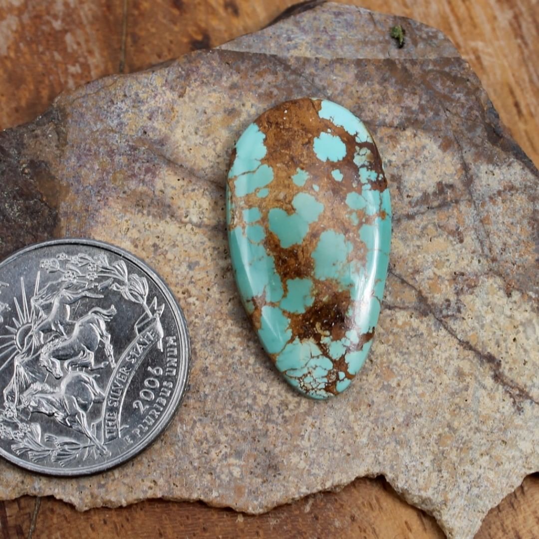 Natural blue Stone Mountain Turquoise cabochons w/ spiderweb matrix
Instagram    $44 for 15.7 carats untreated & un-backed Nevada turquoise.
