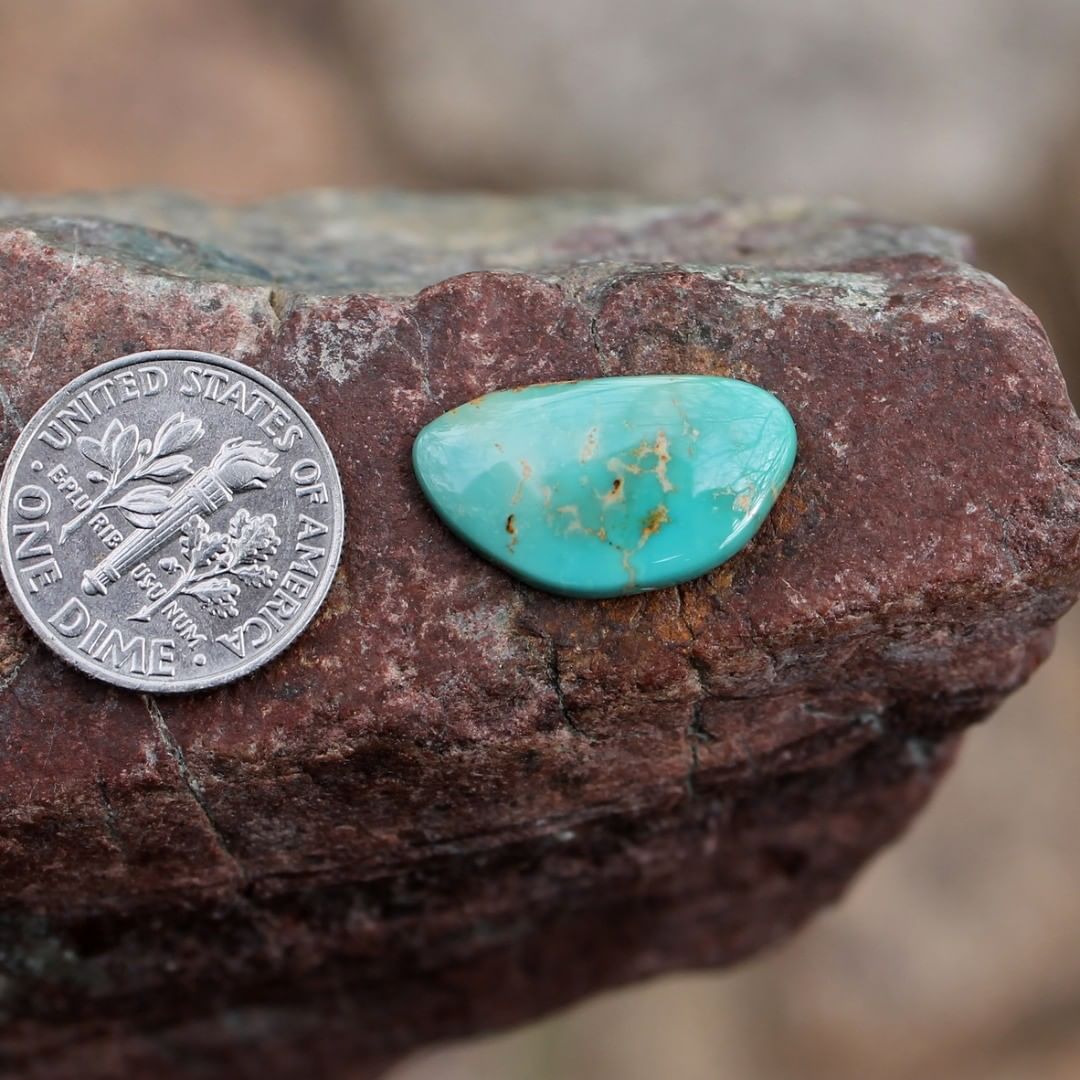 Natural blue-teal turquoise cabochon (Stone Mountain Turquoise)
Claim it or Instagram    $16 for 6.0 carats untreated & un-backed Nevada turquoise. 
