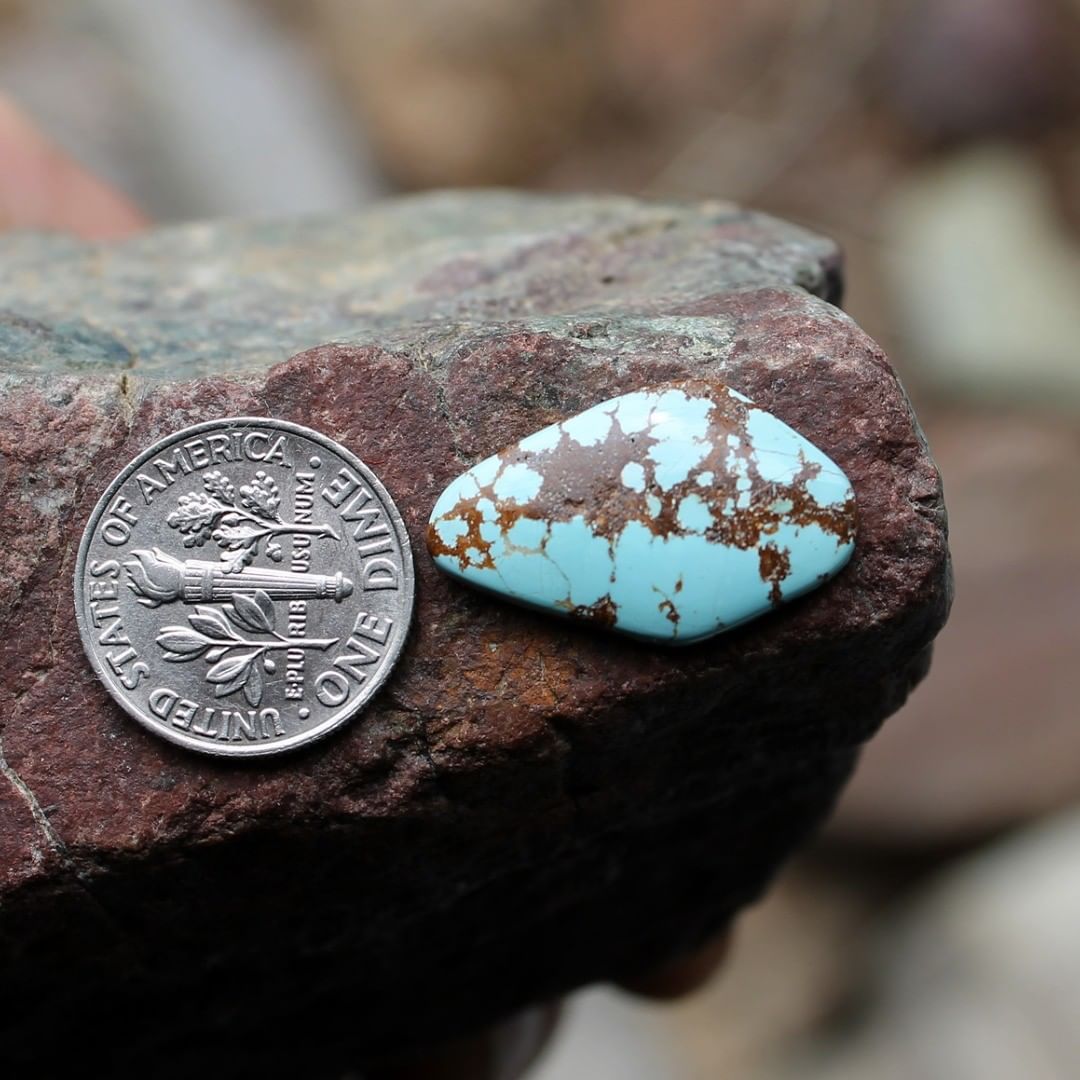 Natural blue turquoise with red matrix (Stone Mountain Turquoise)
Claim it or Instagram    $19 for 6.9 carats untreated & un-backed Nevada turquoise.
