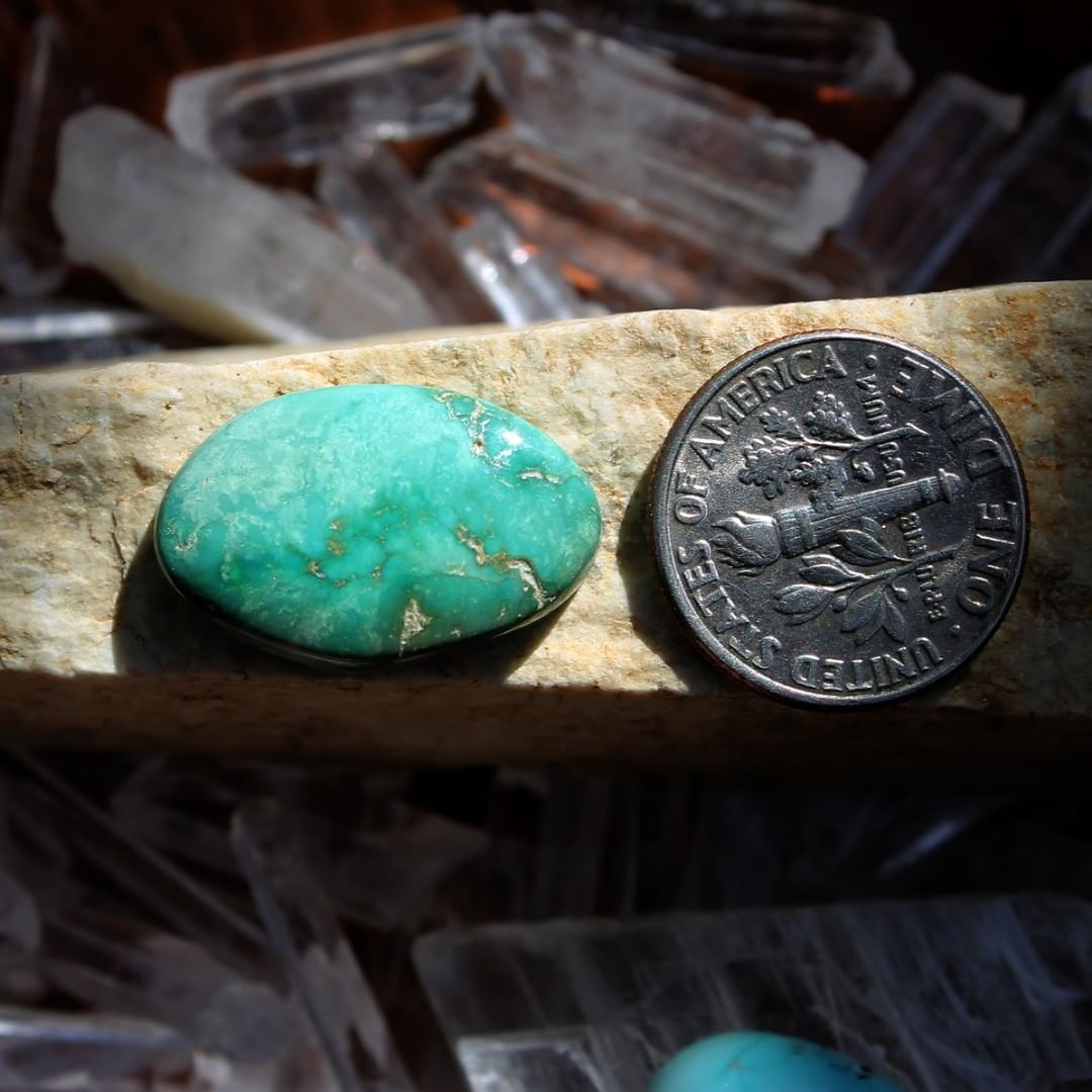 Natural Swirly Green Stone Mountain Turquoise
Claim it or Instagram    $27 for 9.9 carats untreated & un-backed Nevada turquoise. 
