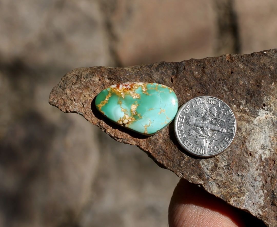 One of “Patty’s greens” Natural turquoise cabochon (Stone Mountain Turquoise)
Instagram    $32 for 11.4 carat untreated Nevada turquoise