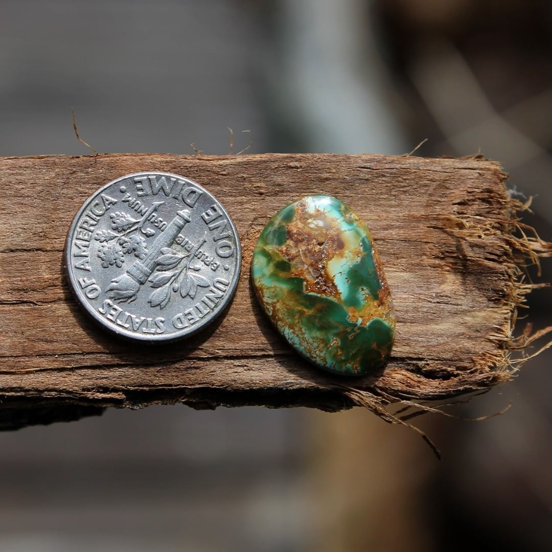 Polychrome Stone Mountain Turquoise Cabochon
Instagram    $13 for 4.8 carats untreated & un-backed Nevada turquoise. 
