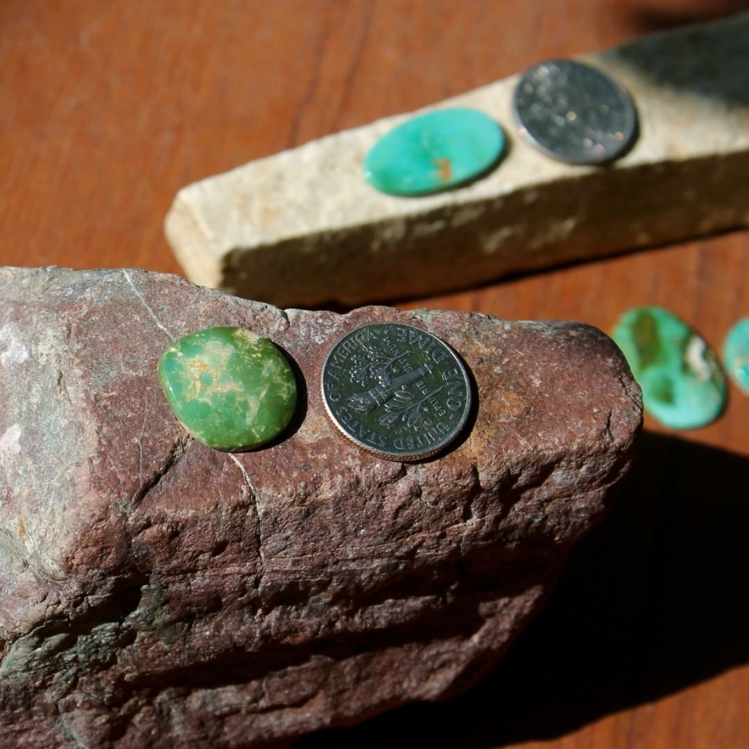 A natural green Stone Mountain Turquoise cabochon
 $15 for 5.4 carat untreated & un-backed Nevada turquoise.
