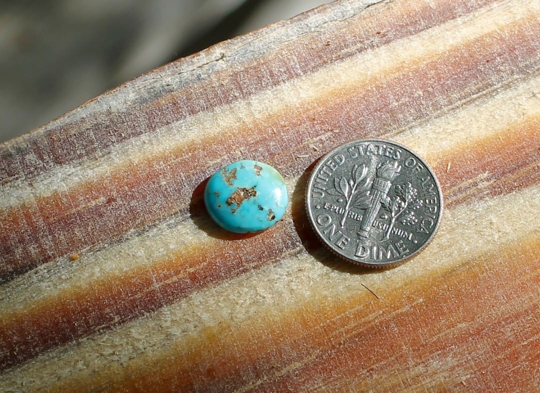 Natural round blue Stone Mountain Turquoise cabochon
 $8 for 2.4 carats untreated & un-backed Nevada turquoise.
