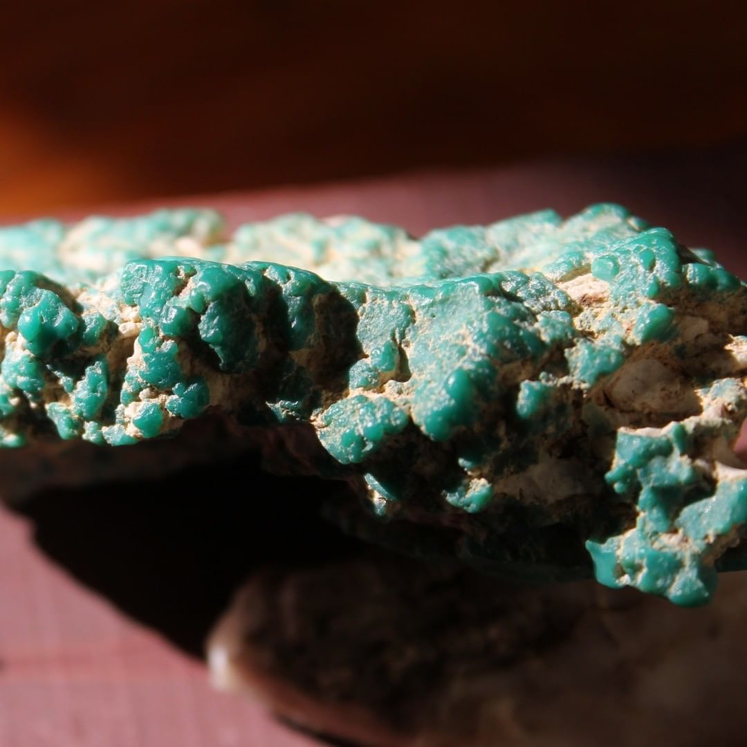 Natural turquoise specimen from Stone Mountain Mine (NFS) Nice translucent botryioidal formations 
