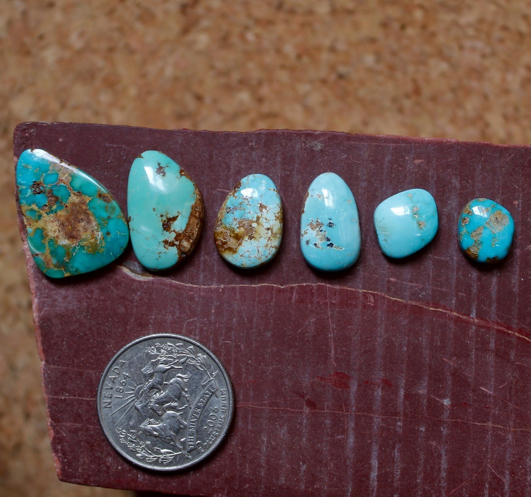 A mix of blue for these natural Stone Mountain Turquoise cabochons