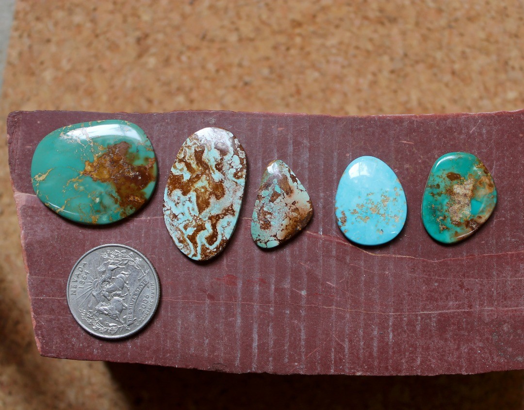 Big contrasts & big cabs for these natural Stone Mountain Turquoise cabochons