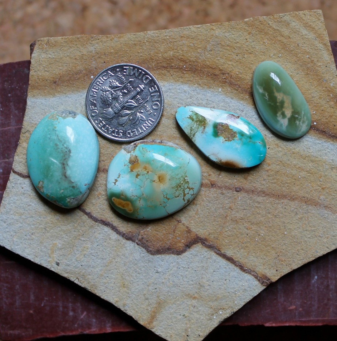 Mixed up colors for these natural Stone Mountain Turquoise cabochons