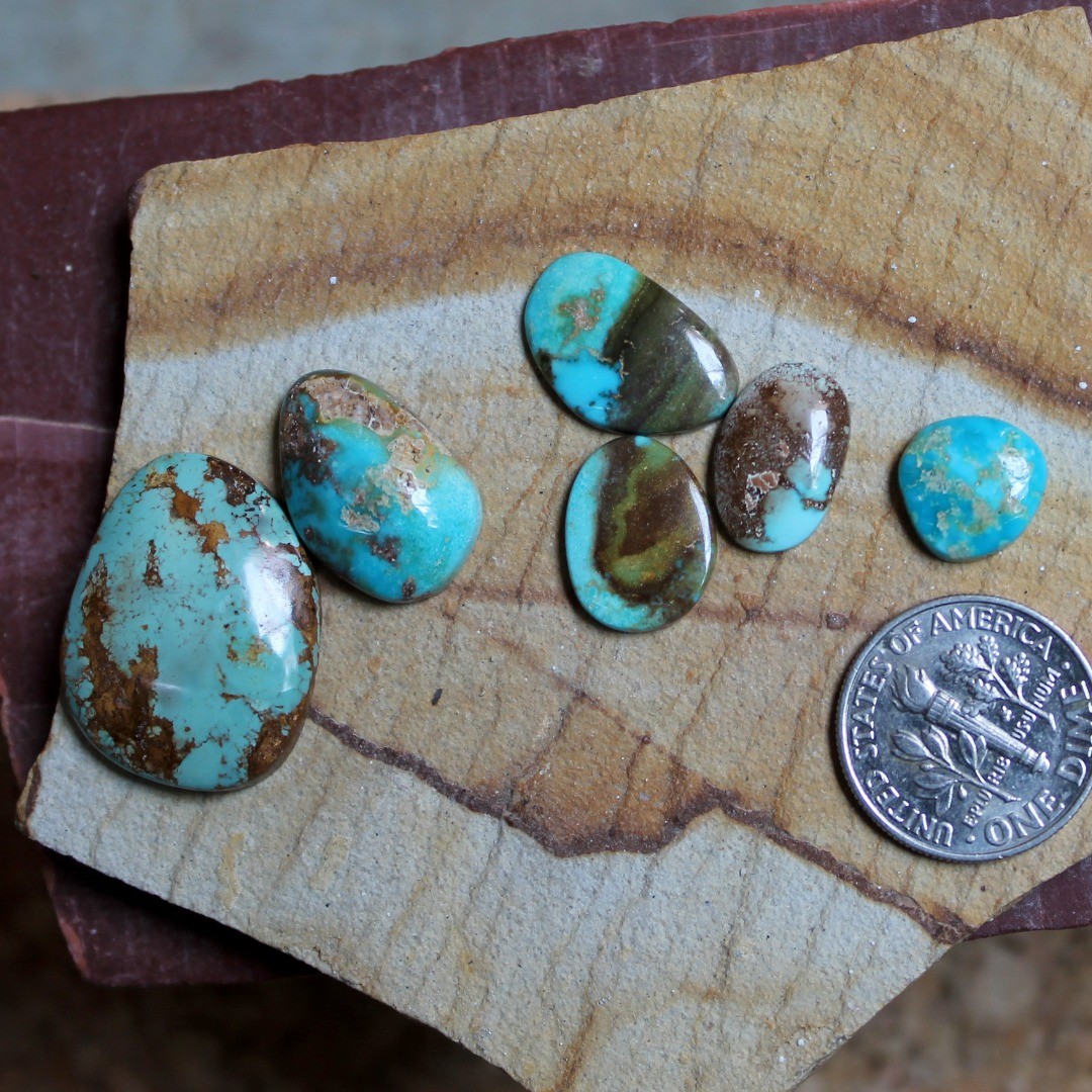 Mixed blue for these natural Stone Mountain Turquoise cabochons